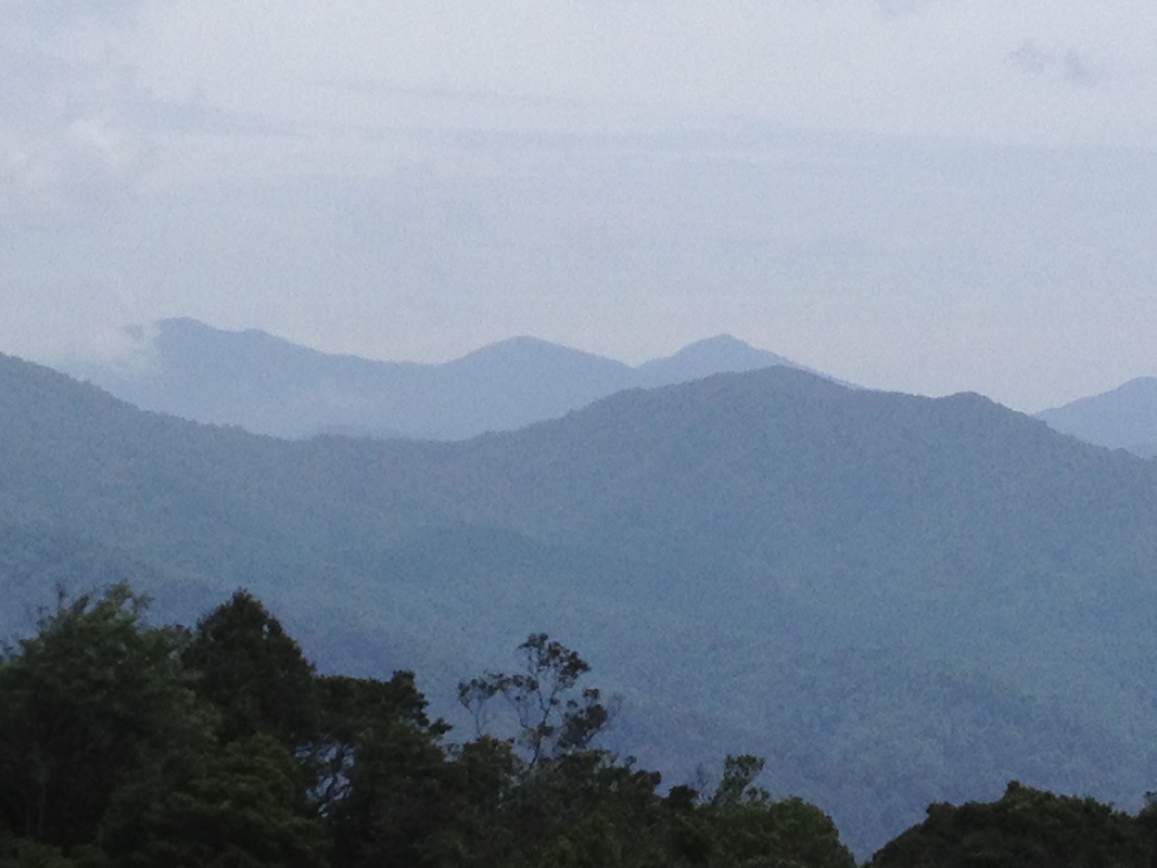 Close-up of Gunung Semangkok (the one in the back, middle peak)