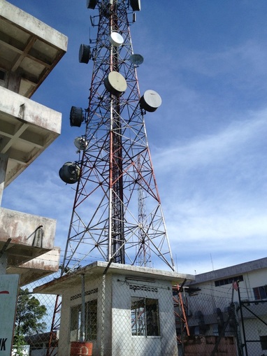 The telecoms tower at the peak of Telapak Buruk